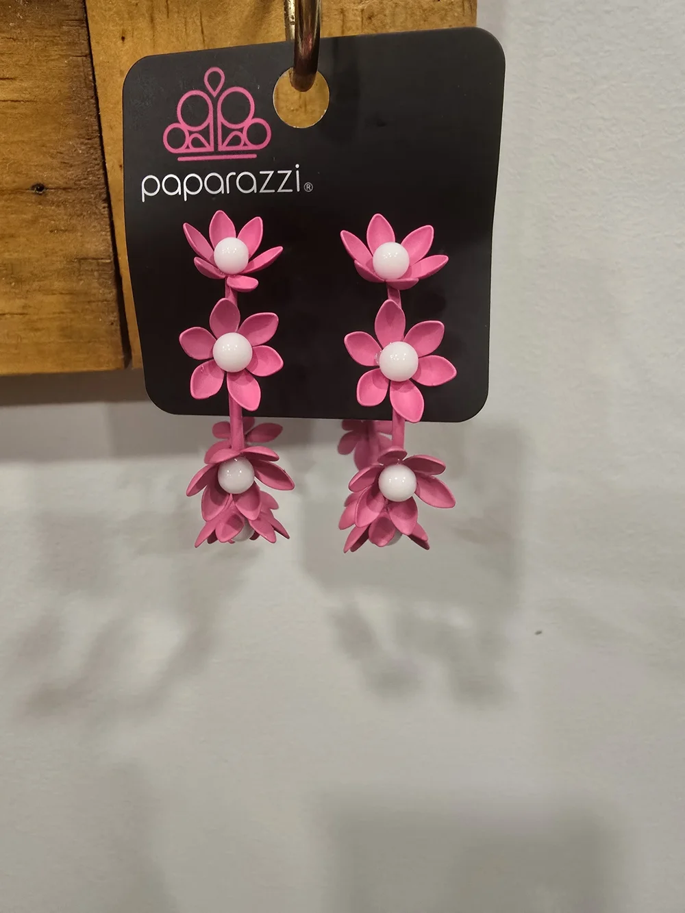 paparazzi Hot Pink Daisy Hoop Earrings - Women Jewelry